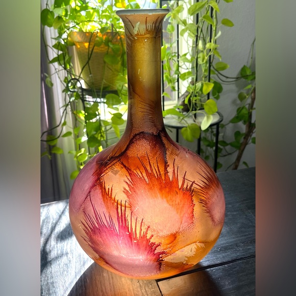 Azahar Made In Spain Accents Abstract Purple Swirl Art Glass Vase 5